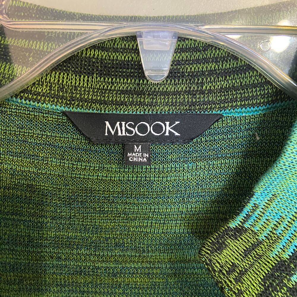 Misook Women's Size Medium Green Patterned Acryli… - image 3